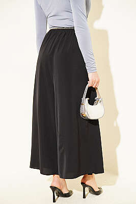Oversize Paçalı Bel Lastikli Pantolon Siyah - Pantolon