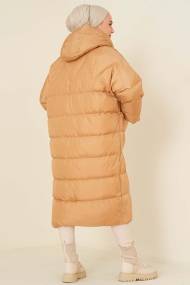 Oversize Şişme Mont Camel - Mont