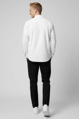 Oversize Tensel Erkek Gömlek Beyaz - Erkek Gömlek