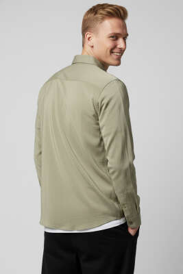 Oversize Tensel Erkek Gömlek Haki - Erkek Gömlek