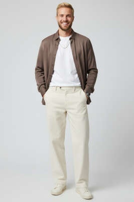 Oversize Tensel Erkek Gömlek Kahve - Erkek Gömlek