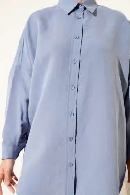 Oversize Tensel Gömlek Indıgo - Gömlek