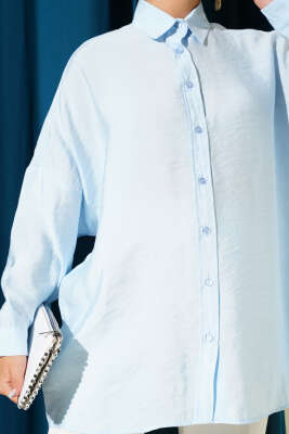 Oversize Tensel Gömlek Mavi - 500-700 TL Ürünler