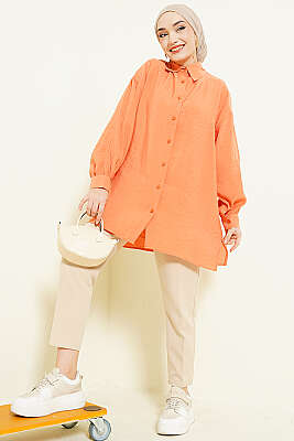 Oversize Tensel Gömlek Oranj - Gömlek