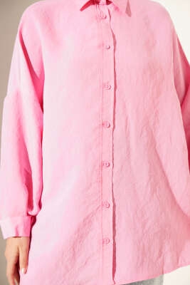 Oversize Tensel Gömlek Pembe - Gömlek