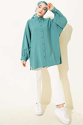 Oversize Tensel Gömlek Petrol - 500-700 TL Ürünler