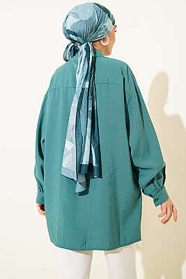 Oversize Tensel Gömlek Petrol - 500-700 TL Ürünler