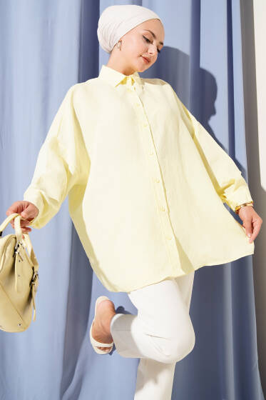 Oversize Tensel Gömlek Sarı - Gömlek
