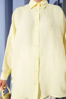 Oversize Tensel Gömlek Sarı - Gömlek