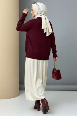 Oversize Triko Kazak Bordo - Triko Kazak