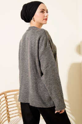 Oversize Triko Kazak Füme - Triko Kazak