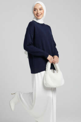Oversize Triko Kazak Lacivert 