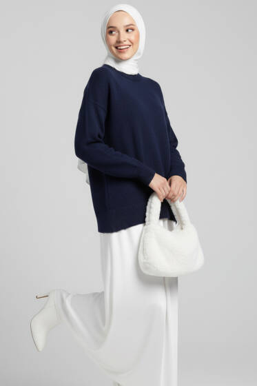 Oversize Triko Kazak Lacivert - Triko Kazak