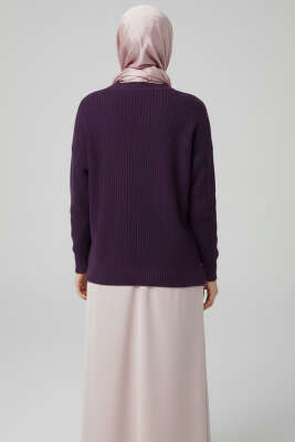 Oversize Triko Kazak Mor - Triko Kazak