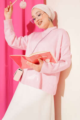 Oversize Triko Kazak Pudra 