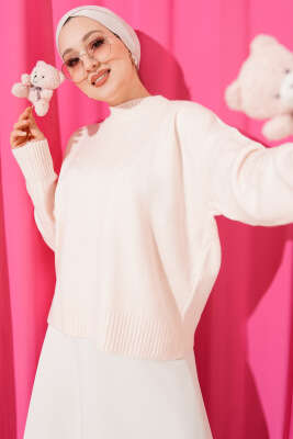 Oversize Triko Kazak Pudra 