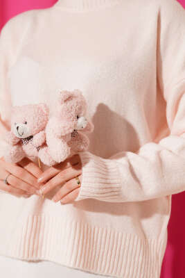 Oversize Triko Kazak Pudra - Triko Kazak