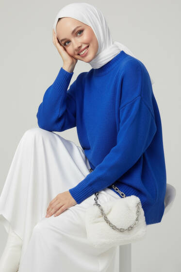 Oversize Triko Kazak Saks - Triko Kazak