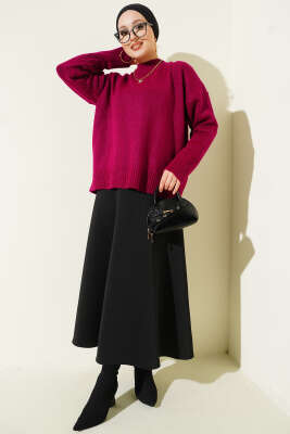 Oversize Triko Kazak Vişne - Triko Kazak