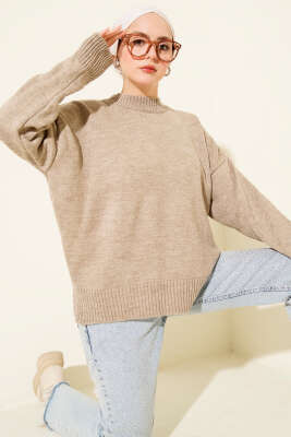 Oversize Triko Kazak Vizon 