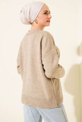 Oversize Triko Kazak Vizon - Triko Kazak