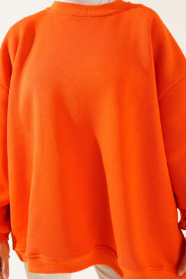 Oversize Üç İplik Basic Tunik Oranj - Tunik