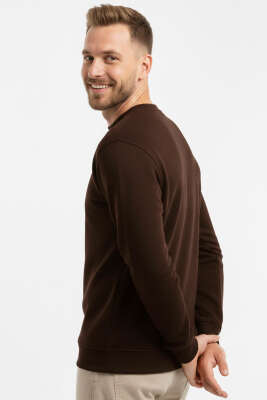 Oversize Üç İplik Erkek Sweatshirt Kahve - Günün Seçilenleri