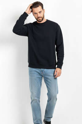Oversize Üç İplik Erkek Sweatshirt Siyah - Günün Seçilenleri
