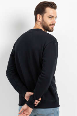 Oversize Üç İplik Erkek Sweatshirt Siyah - Günün Seçilenleri