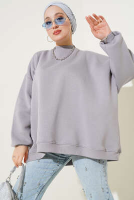 Oversize Üç İplik Sweatshirt Gri - Tunik