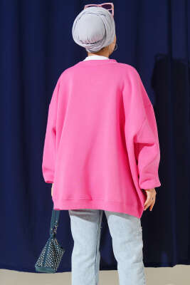 Oversize Üç İplik Sweatshirt Pembe - Tunik