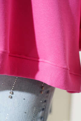 Oversize Üç İplik Sweatshirt Pembe - Tunik