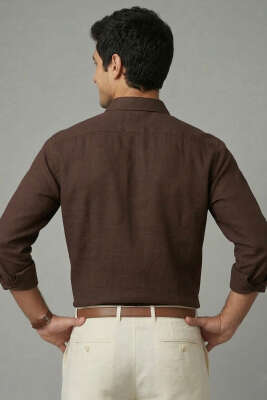 Oxford Kumaş Erkek Gömlek Kahve - Erkek Gömlek