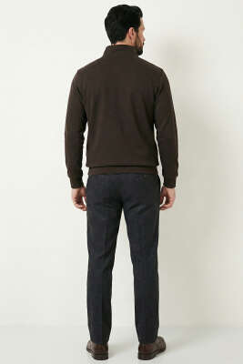 Oysho Kumaş Yarım Fermuar Erkek Sweatshirt Kahve - Erkek Sweatshirt