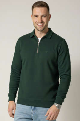 Oysho Kumaş Yarım Fermuar Erkek Sweatshirt Nefti - FRESHMAN