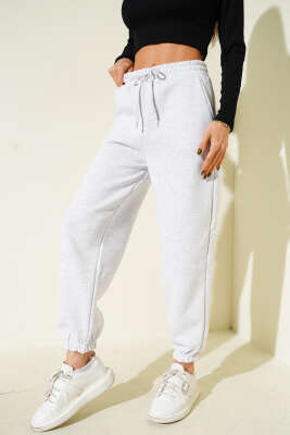 Paça Bel Lastikli Şardonlu Pantolon Melanj Gri - HELLIE