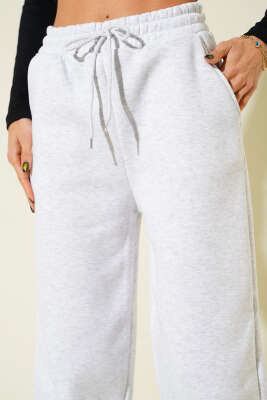 Paça Bel Lastikli Şardonlu Pantolon Melanj Gri - Kadın Giyim Modelleri