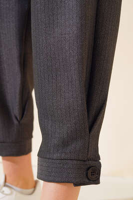 Paça Düğmeli Pantolon Antrasit - Kadın Giyim Modelleri