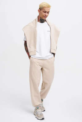 Paça Lastikli Cepli Erkek Jogger Pantolon Bej - Erkek Pantolon