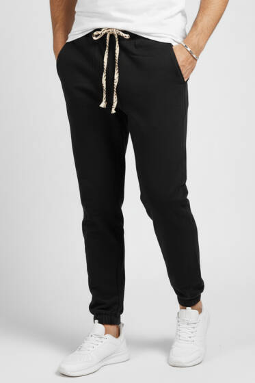 Paça Lastikli Erkek Eşofman Alt Siyah - Erkek Eşofman Alt