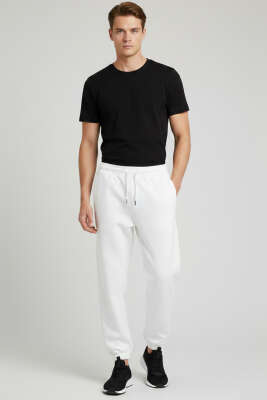 Paça Lastikli Erkek Eşofman Altı Ekru - Yeni Erkek Giyim