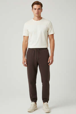 Paça Lastikli Erkek Eşofman Altı Kahve - Yeni Erkek Giyim