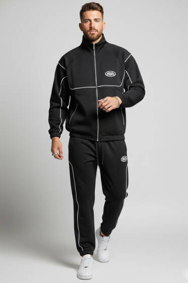 Paça Lastikli Erkek Eşofman Takımı Siyah - ERKEK İKİLİ TAKIM
