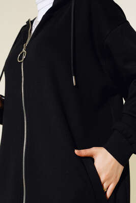 Paça Lastikli Fermuarlı İkili Takım Siyah - İKİLİ TAKIM