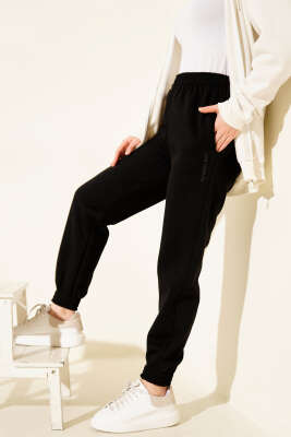 Paça Lastikli İki İplik Jogger Pantolon Siyah - DİVON