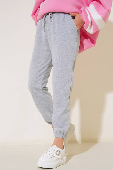 Paça Lastikli Jogger Pantolon Gri - Pantolon