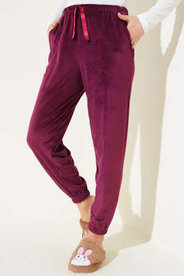 Paça Lastikli Kadife Pijama Altı Magenta - Kadın Pijama Takımı