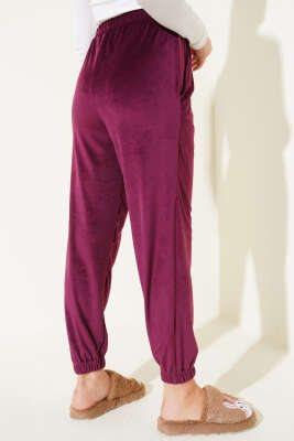 Paça Lastikli Kadife Pijama Altı Magenta - Kadın Pijama Takımı