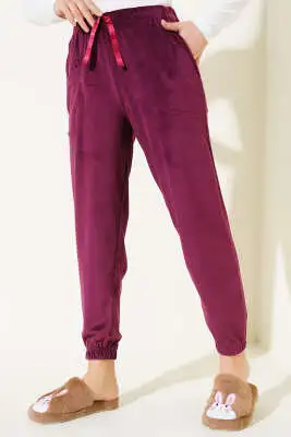 Paça Lastikli Kadife Pijama Altı Magenta - Pijama