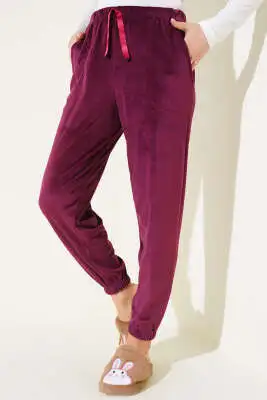 Paça Lastikli Kadife Pijama Altı Magenta - Pijama